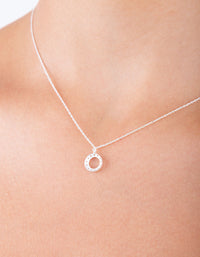 Sterling Silver  Circle Diamante Pendant Necklace - link has visual effect only