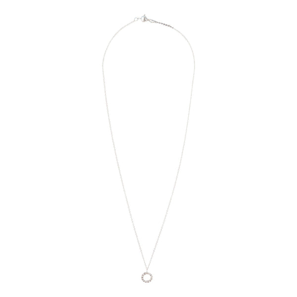 Sterling Silver  Circle Diamante Pendant Necklace