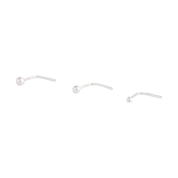 Sterling Silver Bead Nose Stud 3 Pack
