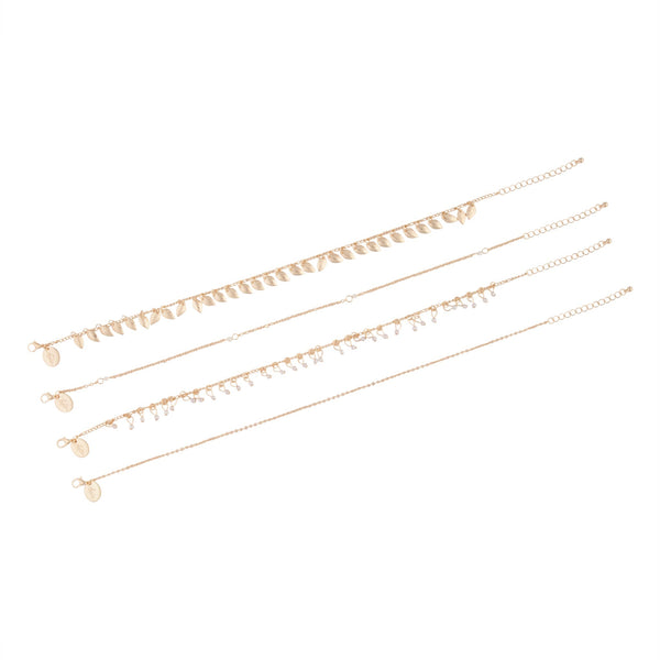 Gold Leaf Jingle Anklet 4 Pack
