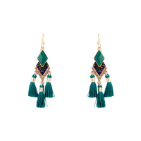 Antique Gold Mini Green Tassel Earrings - link has visual effect only