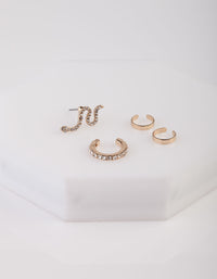 Gold Diamante Snake Cuff Earring 4 Pack - link has visual effect only