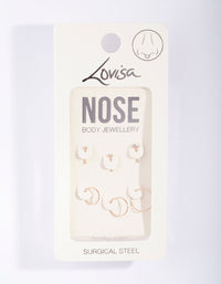 Rose Gold Surgical Steel Nose Jewellery 6 Pack - link has visual effect only