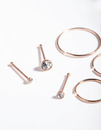 Rose Gold Surgical Steel Nose Jewellery 6 Pack - link has visual effect only