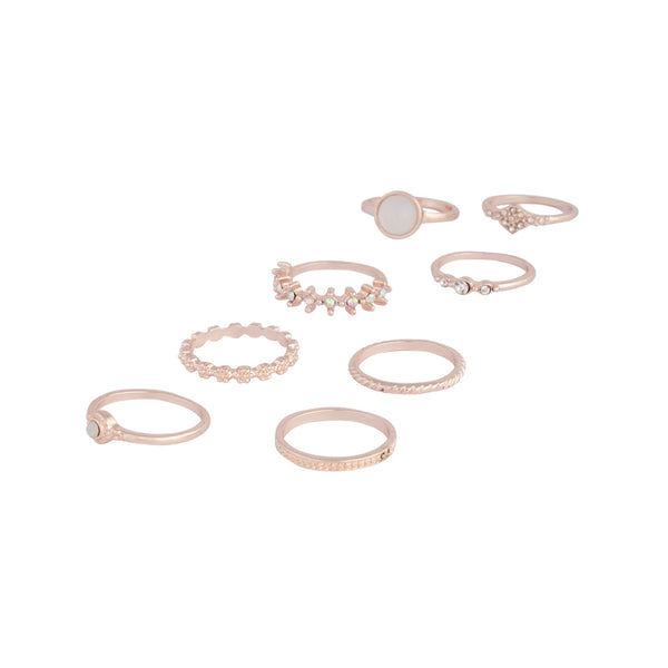 Rose Gold Textured Stone Ring 8 Pack