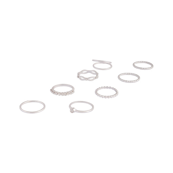 Silver Diamond Cut Twist Ring 8 Pack