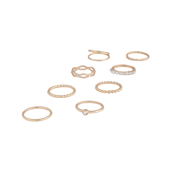 Gold Diamond Cut Twist Ring 8 Pack