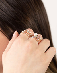 Rose Gold Textured Stone Ring 8 Pack - link has visual effect only