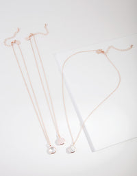 Rose Gold Semi Precious Round Necklace 3 Pack - link has visual effect only