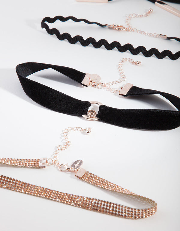 Black and Rose Gold Zig Zag Choker Pack