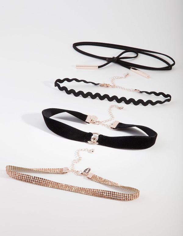 Black and Rose Gold Zig Zag Choker Pack