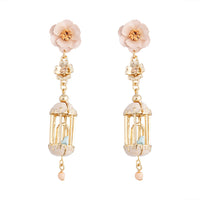 Gold And Pastel Flower Birdcage Earrings - link has visual effect only