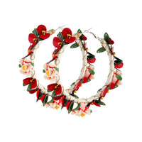 Pretty Flower Hoop Earrings in Red - link has visual effect only