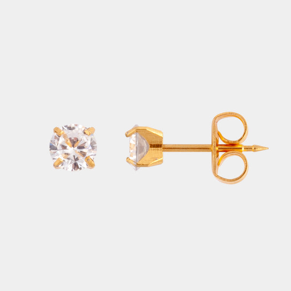 Studex 5mm Cubic Zirconia 24K Pale Gold Stud