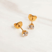 Studex 5mm Cubic Zirconia 24K lichtgouden oorbel - link has visual effect only
