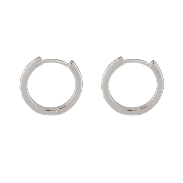 Silver Diamante Pave Hoop