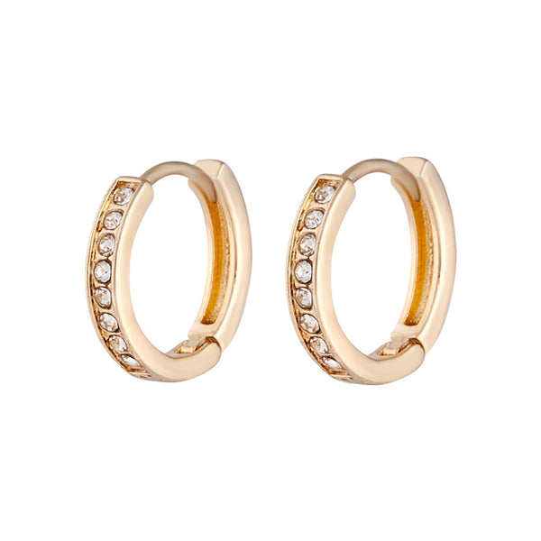 Gold Diamante Pave Huggie Hoop