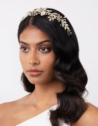 Gold Floral Leaf Wire Headband - link has visual effect only