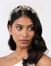 Gold Floral Leaf Wire Headband - link has visual effect only