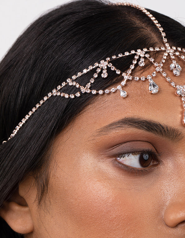 Rose Gold Crystal Jewel Drop Headchain