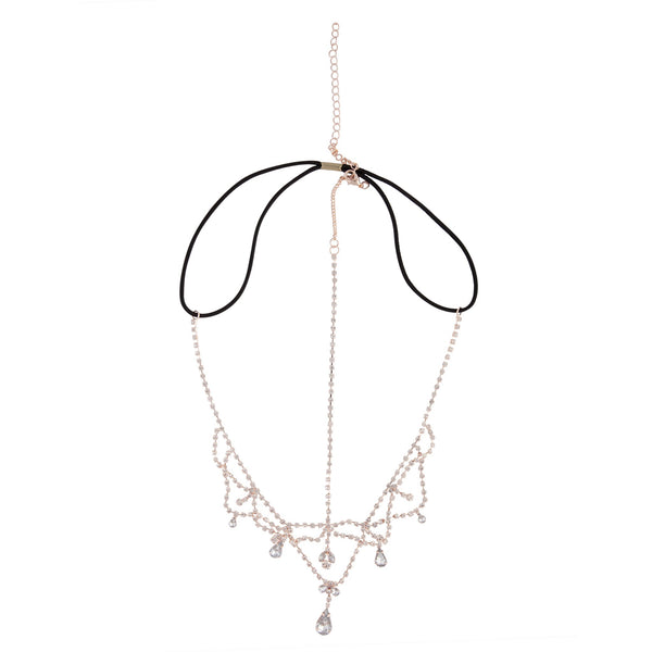Rose Gold Crystal Jewel Drop Headchain