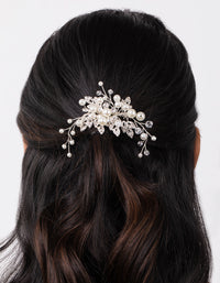 Silver Crystal Pearl Mini Leaf Comb - link has visual effect only
