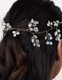 Silver Faceted Pearl Leaf Hair Vine - link has visual effect only