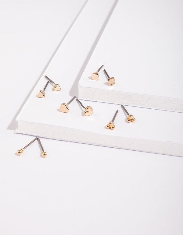 Gold Micro Stud Earring 5 Pack