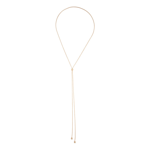 Gold Lariat Ball Necklace