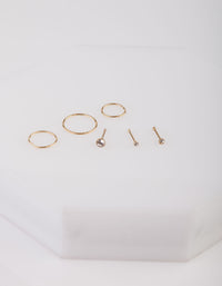 Gold Nose Stud & Hoop 6 Pack - link has visual effect only