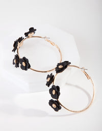 Gold Rubber Coated Flower Hoop Earrings - link has visual effect only
