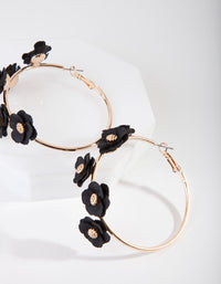 Gold Rubber Coated Flower Hoop Earrings - link has visual effect only