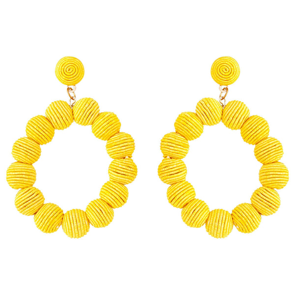 Yellow Cord Wrap Hoop Earrings