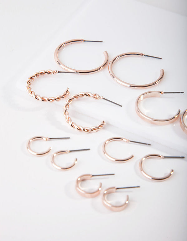Rose Gold Sleeper Earring 6 Pack