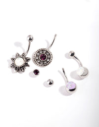 Silver Surgical Steel Belly Bar 4-Pack - link has visual effect only