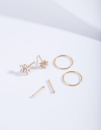 Gold Flower Nose Jewellery 6 Pack - link has visual effect only