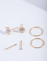 Gold Flower Nose Jewellery 6 Pack - link has visual effect only