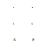 Sterling Silver Reflective Diamante Earring 3 Pack - link has visual effect only
