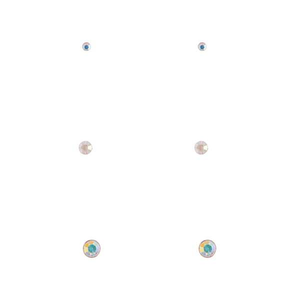 Sterling Silver Reflective Diamante Earring 3 Pack