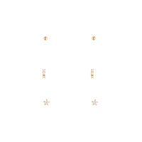 Gold Plated Sterling Silver Diamante Line Star Earrings Trio - link has visual effect only