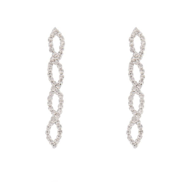 Silver Diamante Leaf Earrings Necklace Set