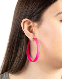 Neon Pink Hoop Earrings - link has visual effect only