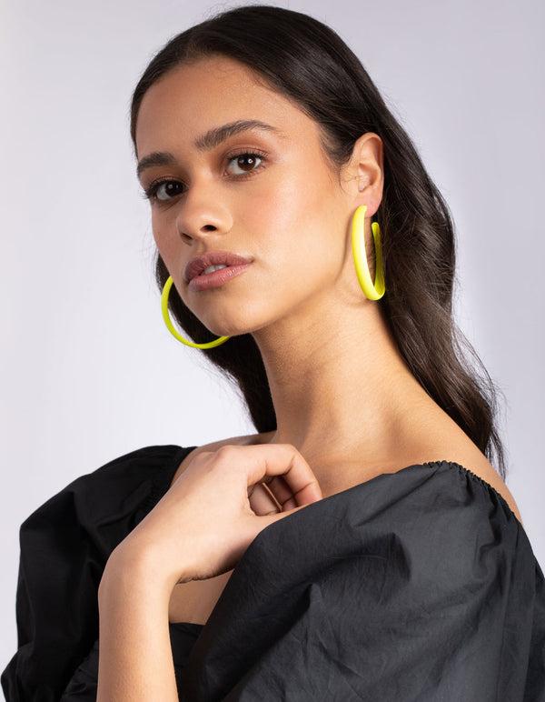 Neon Yellow 3/4 Hoop Earrings