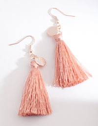 Blush Tassel Disc Charm Earrings - link has visual effect only