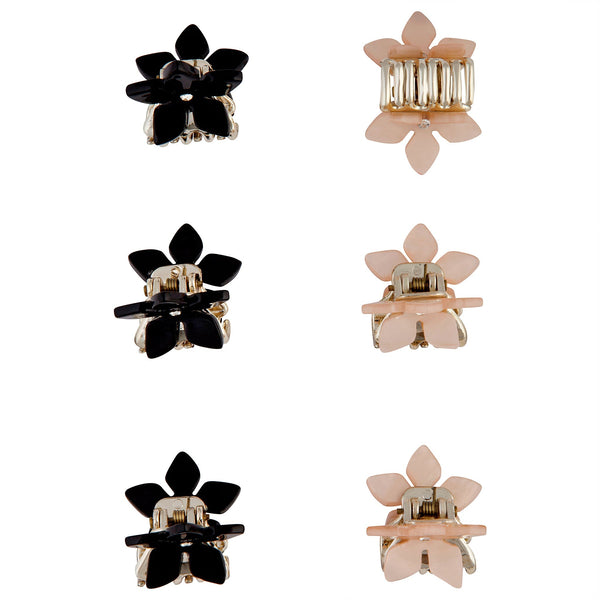 Pink Black Flower Claw Clip 4 Pack