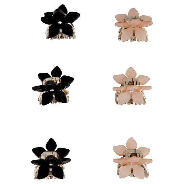 Pink Black Flower Claw Clip 4 Pack