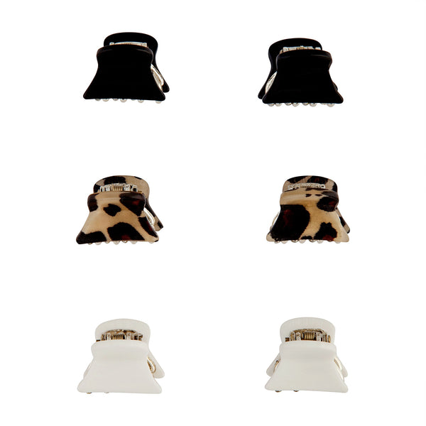 Leopard Black White Clip 6 Pack