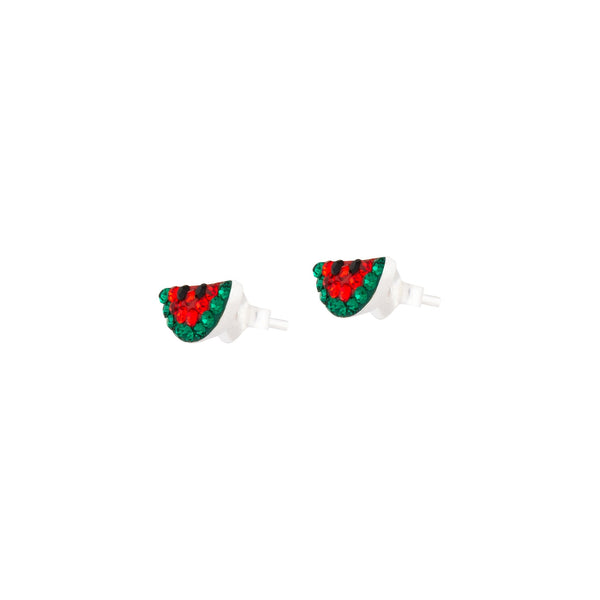 Kids Sterling Silver Pave Watermelon Earrings