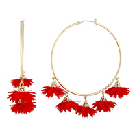 Red Gold Large Flower Hoop Earrings - link has visual effect only