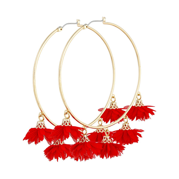 Red Gold Large Flower Hoop Earrings